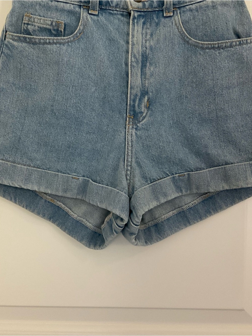 American Apparel High Waist Cuff Jean Shorts 28 - Picture 8 of 14